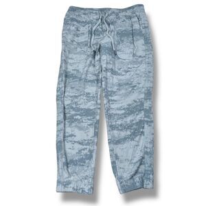 Athleta Farallon Jogger Pants Women's Small Camo Coast Blue Travel Fitted Cotton